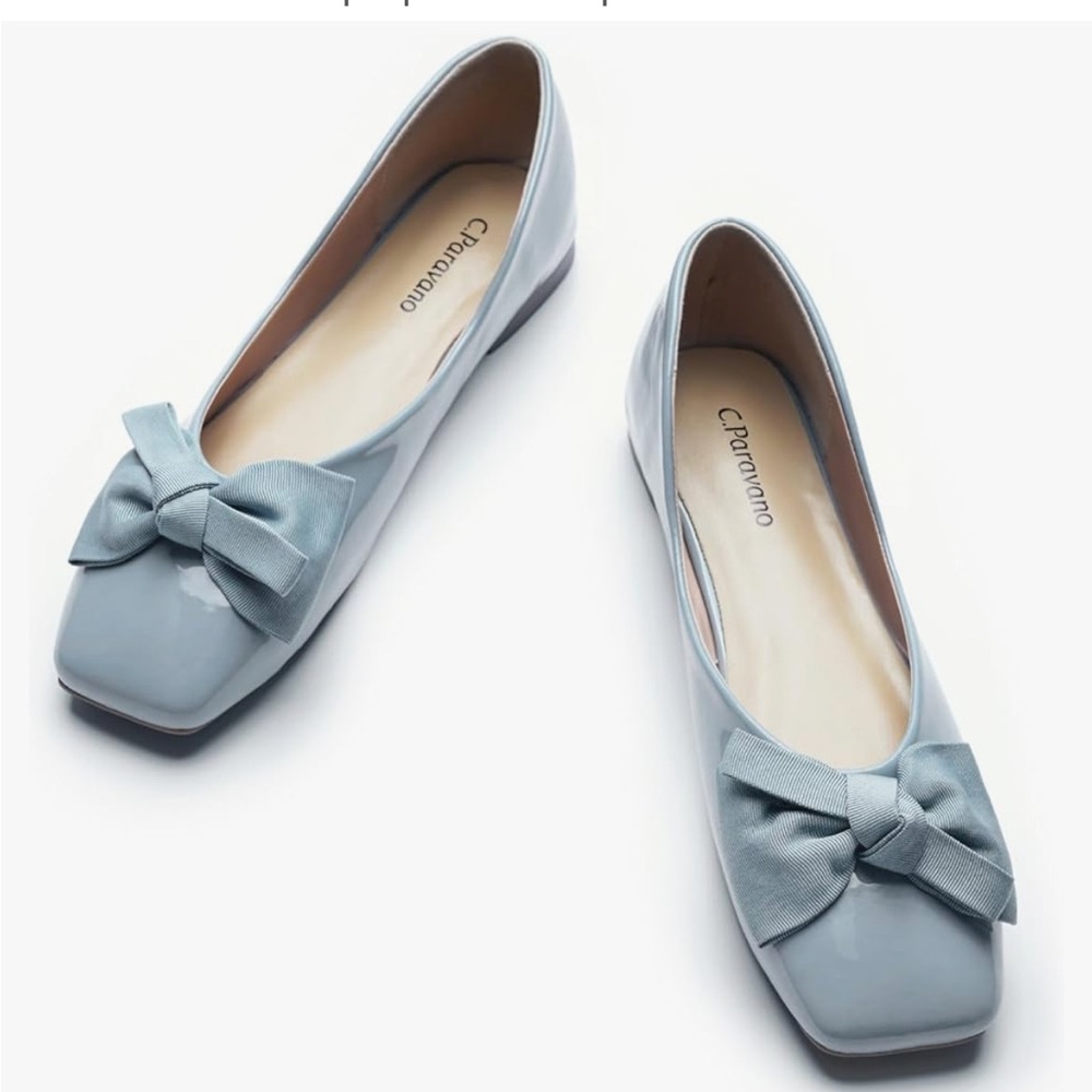 C.Paravano Women's Ballet Flat,Square Toe,Slip on shoes size 42/11 blue leather
